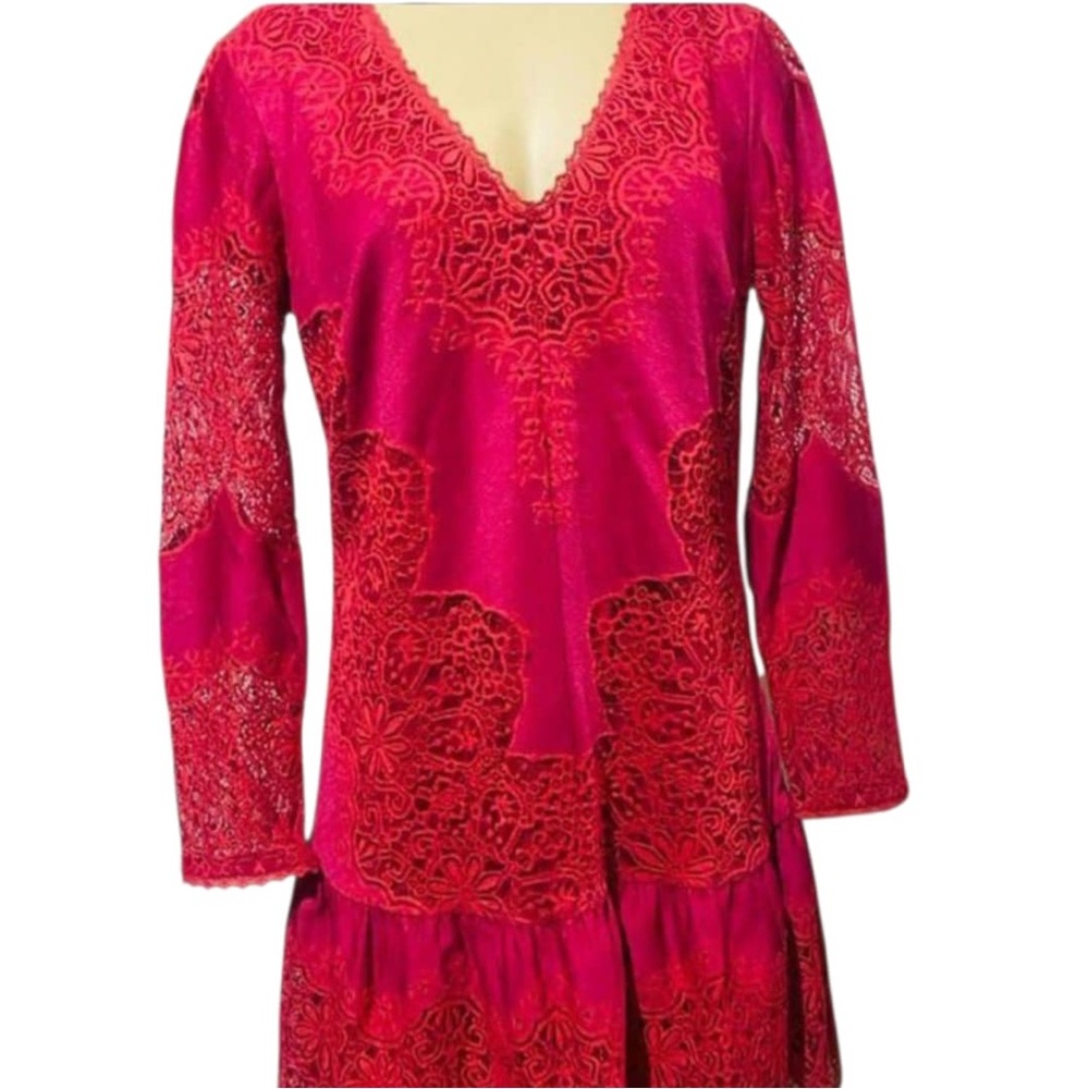 Juicy Couture Red Embroidered Tunic Top